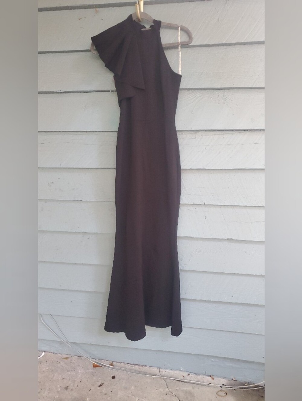 Mystic Black One-Shoulder Ruffle Gown